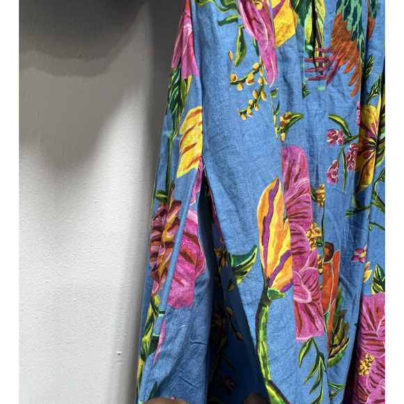 FARM RIO Toucans Garden Midi Dress In Blue Size XS Puff Sleeve Multicolor NEW - Picture 12 of 14